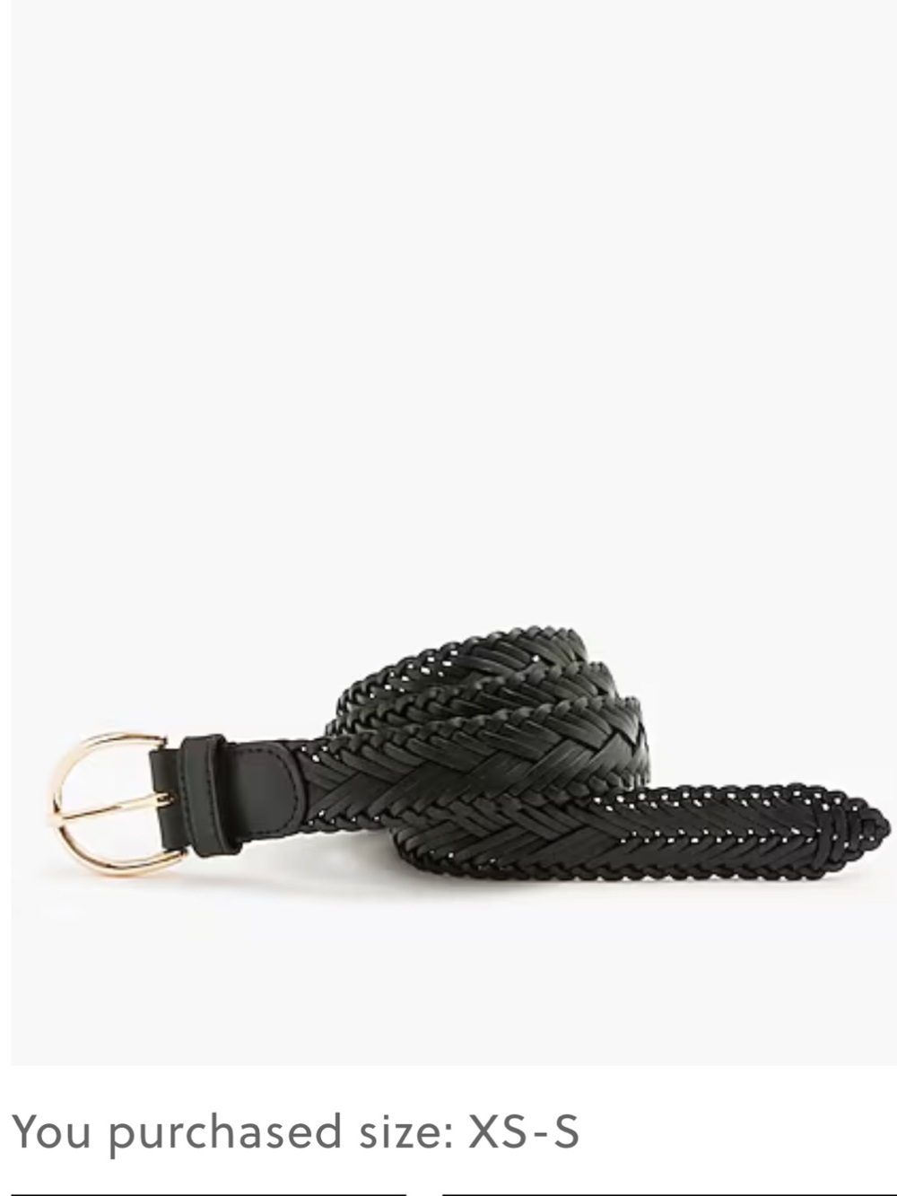 NWT J Crew Factory Classic Black Leather Braided Women's Belt Gold Buckle XS/S